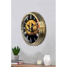 Altın Gold Rengi Metal Çerçeveli Salon Ofis Duvar Saati 40 Cm (531825500)