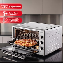 Şamdan 2033 60 L Çift Camlı Turbo İç Aydınlatmalı Zaman Ve Isı Ayarlı Mini/Midi Fırın