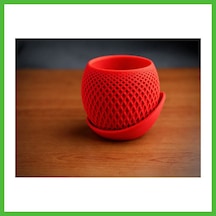 Vaveni 3d Baskı Küre Saksı - Kafes Dokulu İki Parçalı Dekoratif Saksı - Kırmızı-kırmızı Arz