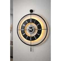 Pey Aksesuar Metal Camlı Duvar Saati 60x80 Cm Büyük Boy Işıklı Gerçek Cam Siyah-şeffaf-siyah-gümüş M61-siyah-şeffaf-siyah-gümüş