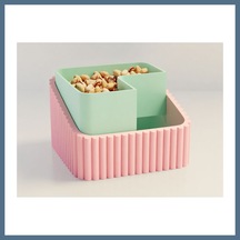 Buradabulabilirsin 3d Baskı Fıstık Kasesi - Çift Hazneli Kabuk Ayırıcı Sunum Kasesi - Pembe Mint Bbz