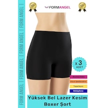 Korse İz Göstermeyen Lazer Kesim Toparlayıcı Şekillendirici Rahat Yüksek Bel Boxer Korse - 3 Adet Siyah