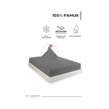 Lastikli & Hipoalerjenik Çarşaf%100 Pamuk Penye Kumaş Antrasit 200x200, Luxcarsaf Abanoz