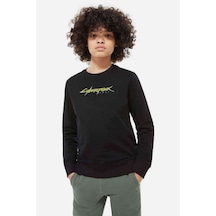 Tshirthane Cyberpunk Baskılı Unisex Çocuk Siyah Sweatshirt (534645741) Siyah