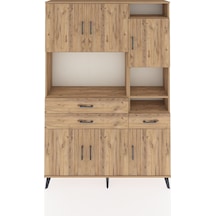 Arges Dolap 10 Raflı 3 Çekmeceli 6 Kapaklı 132x30x195 Çam-çam/çam Atlas Çam/atlas Çam