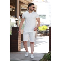 Erkek Şort Tişört Alt Üst Takım Beyaz