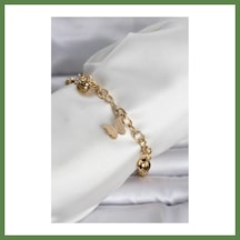 Bezos 316l Çelik Gold Renk Kelebek Ve Dorikalı Kadın Bileklik Hb006