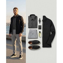 Bys Beystil Erkek Siyah Çizgili Gömlek 2434 - Slim Fit SİYAH