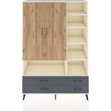 Hyperion Dolap 10 Raflı 4 Çekmeceli 2 Kapaklı 132x44x195 Aytaşı-çam/antrasit Atlas Çam/antrasıt