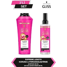 Gliss Supreme Length Uzun Saçlara Özel Şampuan 400 ML + Durulanmayan Sıvı Saç Kremi 200 ML