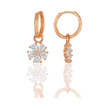 Söğütlü Silver Gümüş Rose Zirkon Taşlı Çiçek Küpe Barcode Gold - Rose Gold - Rodyum