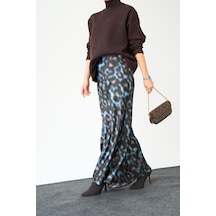 Uzun Saten Etek - Siyah-mavi Siyah - Mavi