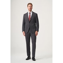 İmza Koyu Füme Mono Yaka 6 Drop Comfort Fit Tam Astar Esnek Takım Elbise 1001260285 Koyu Antrasit