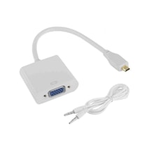 Micro Hdmi To Vga Kablo Çevirici Dönüştürücü + Ses
