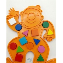 Eğitici Geometrik Şekiller - Renkli Şekil Eşleştirme - Zeka Geliştirici Çocuk Puzzle - Turuncu