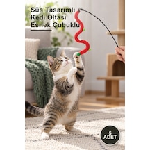5 Adet Süs Tasarımlı Kedi Oltası Esnek Çubuklu