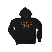 50 Cent Funny Siyah Fermuarlı Kapşonlu Sweatshirt Siyah