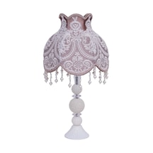 Fransız Dantel Abajur Vizon Koyu Renk Klasik Model Kahverengi