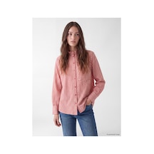 LC Waikiki Alıta Cıty Farkıyla Lcw Modest Kırmızı Hakim Yaka Ekose Oversize Kadın Gömlek Kirmizi - 931519454 Kirmizi