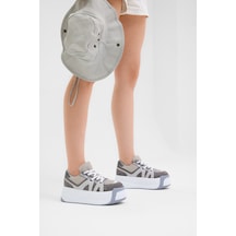 Tonny Black Yüksek Taban Rahat Bağcıklı Sneaker Kadın Gri Sneaker Tbklc020