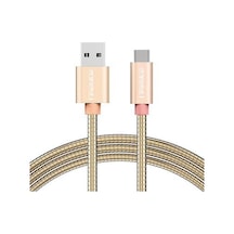 Fineblue F-C05 Metal Sargı Type-C Hızlı Şarj Ve Usb Data Kablo - Gold