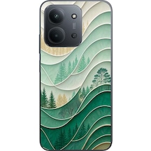 Redmi 15c Uyumlu Beyaz Çizgili Orman Baskılı Silikon Kılıf Renkli