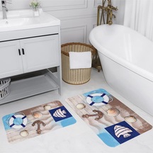 Rovigo Home Baskılı Kaymaz Taban 2 Li Banyo Paspas Takım Rvg5022-100X60-60X50 Çok Renkli