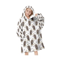 Eagle Desenli Çocuk Giyilebilir Battaniye Hoodie, 6-13 Yaş İçin Kalın Flanel Kapüşonlu-a14 Eagle Perched Feather