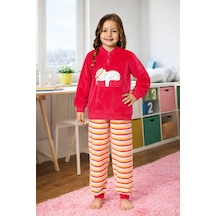 Kız Çocuk Kadife Pijama Takımı 1668 Fuşya Fuşya