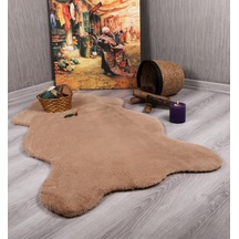Tavşan Tüyü Dekoratif Ultra Yumuşak Post Peluş Kaymaz Halı Camel