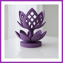 Bezos 3d Baskı Lotus Çiçeği Mumluk - Dekoratif Tealight Mumluk-mor Bty