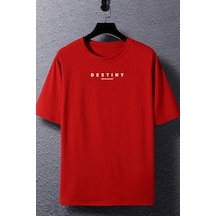Unisex Destiny Baskılı T-shirt Kırmızı