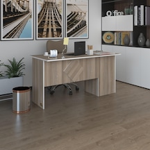 Kenzlife Ofis Masası Yoko Ono Crd Sol 75 110 80 Kilitli Kapaklı Dolap Eşkenar Bilgisayar Çalışma Masası Beyaz