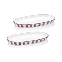The Mia Joy0018 Joy Oval Servis 2 Li Set Mor 14x26x3 Cm Mor - Kırmızı
