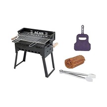 Katlanır Ayaklı Emaye Mangal Çift Izgaralı Barbekü Pervazlı Gril Maşa Çıra Yelpaze Hediyeli Set Diğer