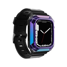 Kilifone -  Apple Uyumlu  Watch  7 45mm - Kordon Sert Pc Kasa Koruyuculu Silikon Kordon Krd-88