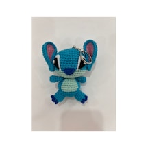 El Yapımı Amigurumi Mavi Canavar Anahtarlık - Örgü Figür, 11 Cm Mavi Mavi