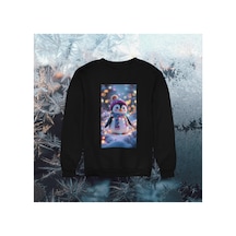 Stil X Yeni Yıl Baskılı Kız Çocuk Sweatshırt, Chrıstmas Temalı Siyah-3