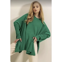 Oversize Panço Model Kazak Yırtmaçlı Rahat Model Yeşil