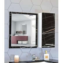 Banyo Aynası Ve Dolabı 80 Cm Mdf Üst Modül Siyah Sonata Çok Renkli