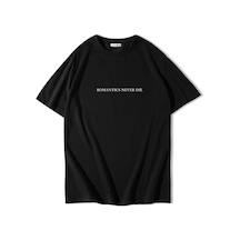 Brz Collectıon Brz Collection Unisex Oversize Romantics Never Die T-shirt Siyah