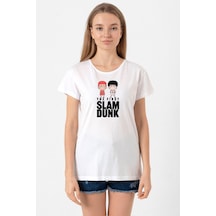 Slam Dunk First Slam Dunk Beyaz Kadın Bisikletyaka Tshirt Beyaz