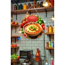 Domates Çorbası Görselli İpli Mdf Ahşap Kapı Duvar Süsü, Restoran, Mutfak Dekoratif Tablo