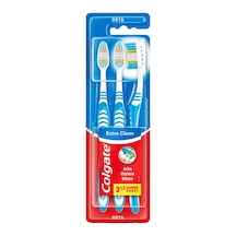 Colgate Extra Clean 2+1 Diş Fırçası Orta - Temizleyici Fırça Ucu Ve Dil Temizley 2'li Ekonomik Tarı