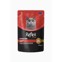 Reflex Plus Jöle İçinde Et Parçacıklı Biftekli Kısırlaştırılmış Yetişkin Kedi Maması 85 G