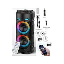 Karaoke Mikrofonlu Bluetooth Hoparlör Şarjlı Taşınabilir Led Işıklı Speaker 2x8w