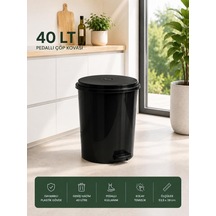 40 Lt Pedallı Plastik Çöp Kovası Dayanıklı, Hijyenik Ev & Ofis Çöp Kutusu Siyah