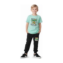Fyk Kids Erkek Çocuk Mevsimlik Bring Baskılı Alt-üst Takım Mint Yeşil