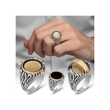 Çift Tarafli Mührü Süleyman İşleme 925 Gümüş Erkek Yüzük