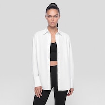 Qua Home Nora Kadın %100 Pamuklu Oversize Gömlek Beyaz